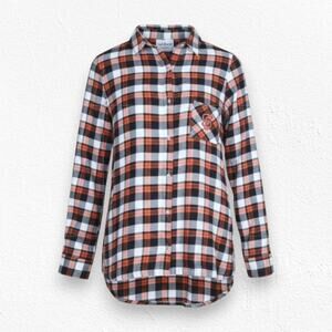 San Francisco Giants Orange Plaid Official MLB Button Down Flannel Size Medium